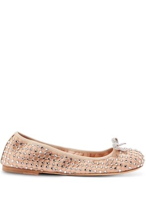 René Caovilla rhinestone-embellished ballerina shoes - Neutrals
