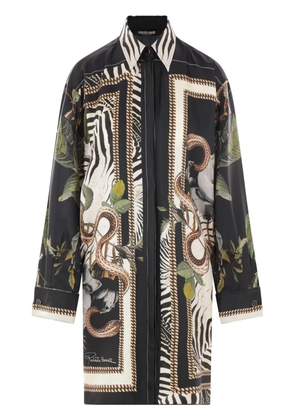 Roberto Cavalli Jewellery Foulard-print silk shirt dress - Black