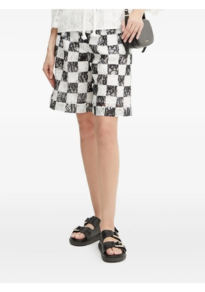 PINKO checkerboard lace shorts - White