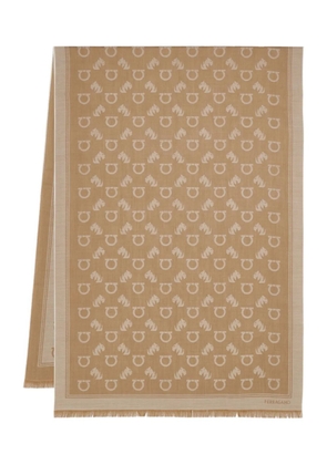 Ferragamo logo-patterned scarf - Brown