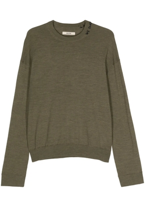 Zadig&Voltaire slogan-embroidered wool jumper - Green