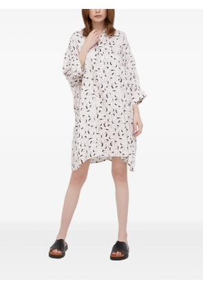 Sisley figure-print shirt midi dress - White