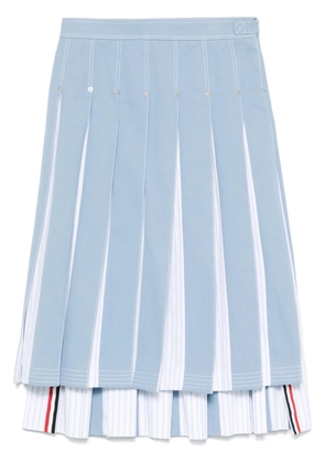 Thom Browne pleated denim midi skirt - Blue