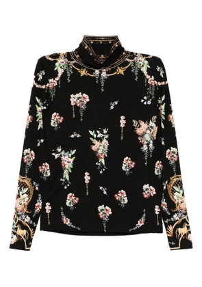 Camilla floral-print top - Black
