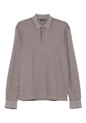 Zegna long-sleeved polo shirt - Brown
