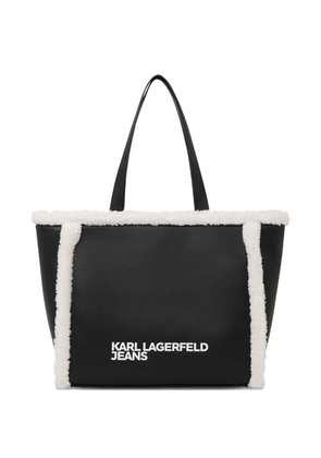 Karl Lagerfeld Jeans shearling-trimmed tote bag - Black