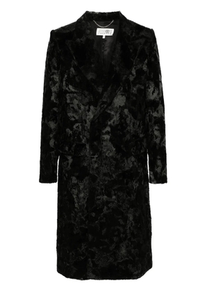 MM6 Maison Margiela patterned-jacquard coat - Black
