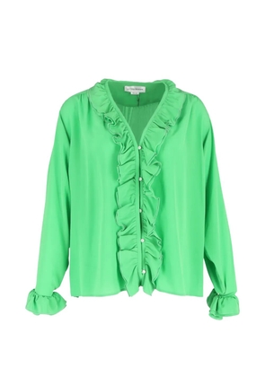 Victoria Beckham ruffle silk shirt - Green