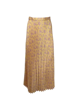 SANDRO pleated floral-print midi skirt - Yellow