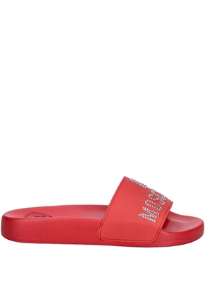 Love Moschino logo-embellished slides - Red