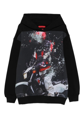 KUSIKOHC motorbike-print star-embellished hoodie - Black