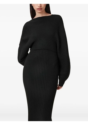 AllSaints Minori ribbed midi dress - Black