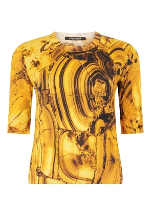 Roberto Cavalli ambra-print ribbed t-shirt - Yellow