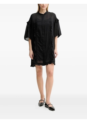 Isabelle Blanche ruffle-trimmed lace-insert mini dress - Black