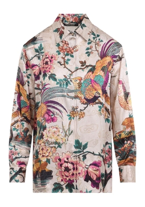 Roberto Cavalli floral-print long-sleeve shirt - Neutrals