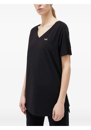 Ea7 Emporio Armani sequin-embellished V-neck T-shirt - Black