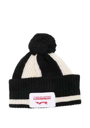 Charles Jeffrey Loverboy Pompom striped beanie - Black