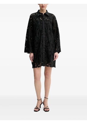 Isabelle Blanche floral-lace shirt midi dress - Black