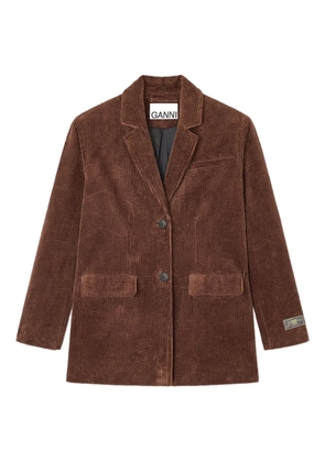 GANNI long-sleeve corduroy blazer - Brown