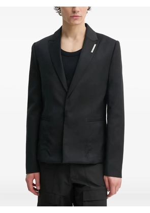 HELIOT EMIL lapel-detail logo-plaque blazer - Black