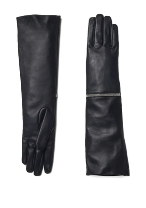 Peserico long leather zip-detail gloves - Black