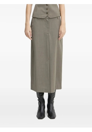 SAMSOE SAMSOE button-front midi skirt - Grey