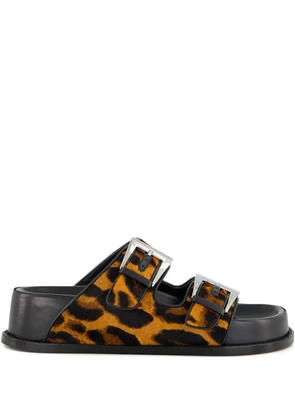 Paris Texas leopard-print flat sandals - Brown