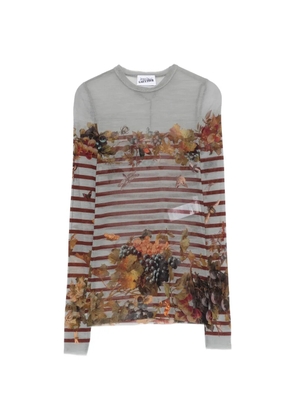 Jean Paul Gaultier Marinière striped grape-print top - Grey