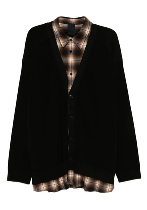 Juun.J button-front plaid-layered cardigan - Black