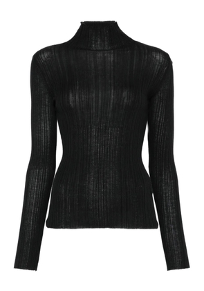 Agnona ribbed turtleneck top - Black