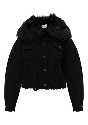 Blumarine faux-fur-trim button-up jacket - Black