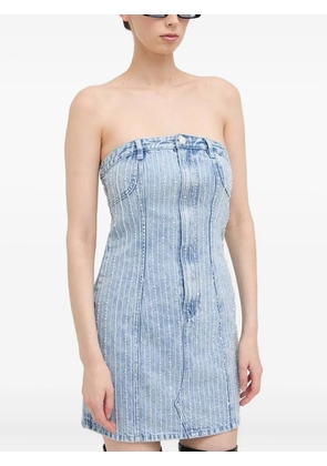Miss Sixty pearl-embellished denim mini dress - Blue