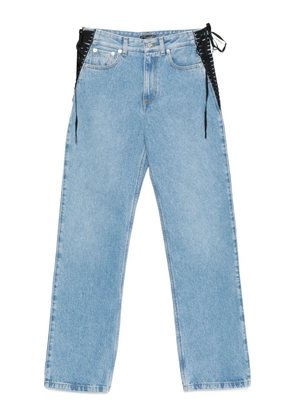Mugler lace-up detail cotton jeans - Blue