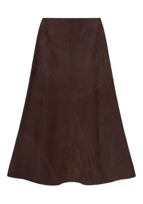 AERON leather A-line midi skirt - Brown