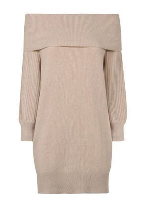 Agnona ribbed off-the-shoulder sweater - Brown