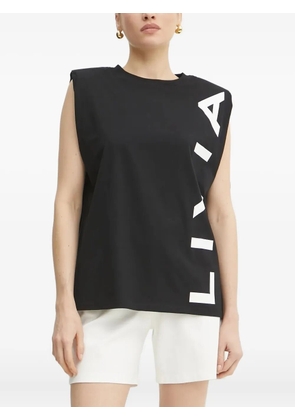 Liviana Conti padded-shoulder logo top - Black