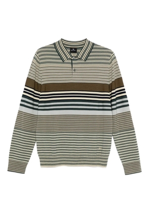 PS Paul Smith striped long-sleeve polo shirt - Green