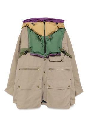 Kolor removable-hood jacket - Brown