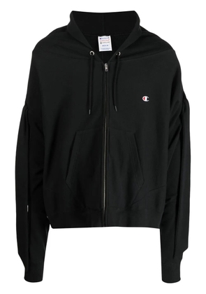 Anrealage draped sleeve drawstring hoodie - Black