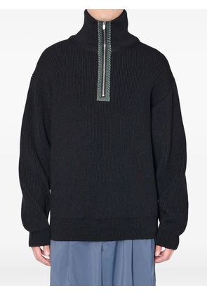 Kolor ribbed-knit zipped sweater - Black