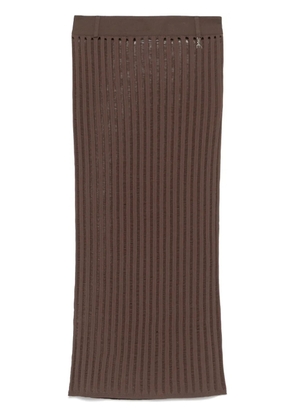 Patrizia Pepe ribbed-knit midi skirt - Brown