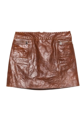 Ermanno Scervino leather zip-pocket mini skirt - Brown