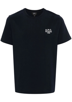 A.P.C. logo-embroidered cotton T-shirt - Blue