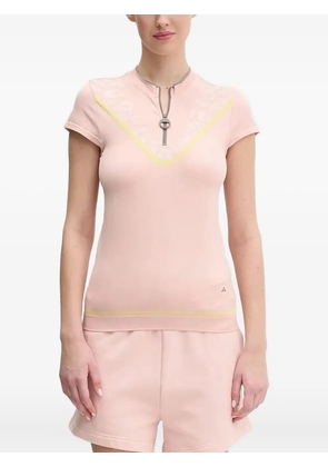 adidas by Stella McCartney Truenature Golf leopard-print zip-neck top - Pink
