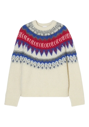 Closed Fairisle-pattern crew-neck sweater - White