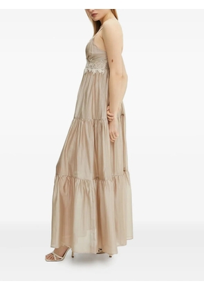 ERMANNO FIRENZE lace-trimmed tiered maxi dress - Neutrals