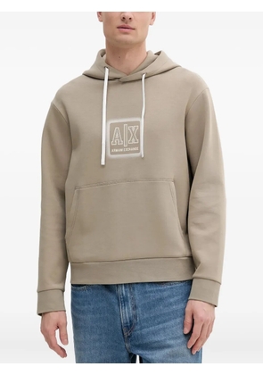 Armani Exchange logo-plaque hoodie - Neutrals