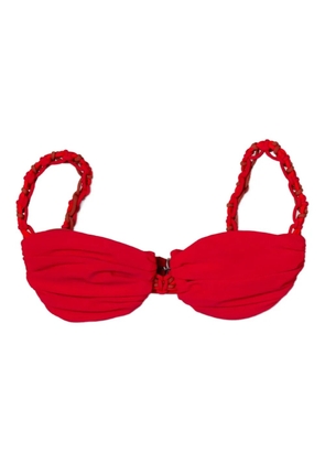 Isa Boulder braided-strap bikini top - Red