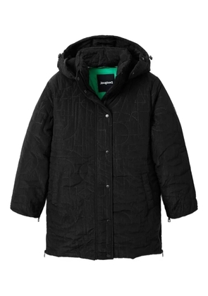Desigual quilted-logo padded coat - Black