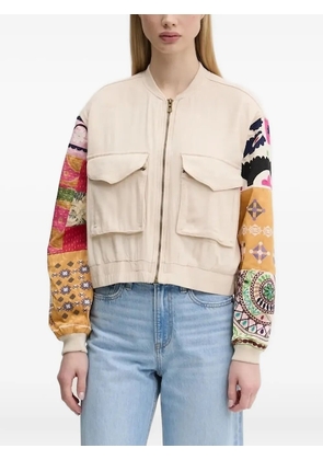 Desigual patchwork-sleeve bomber jacket - Neutrals